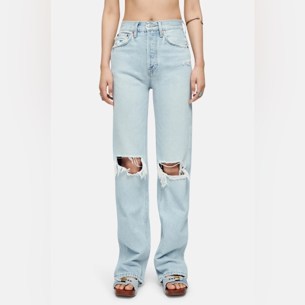 Re/Done NWT 90s High Rise Straight Loose Distressed Jeans